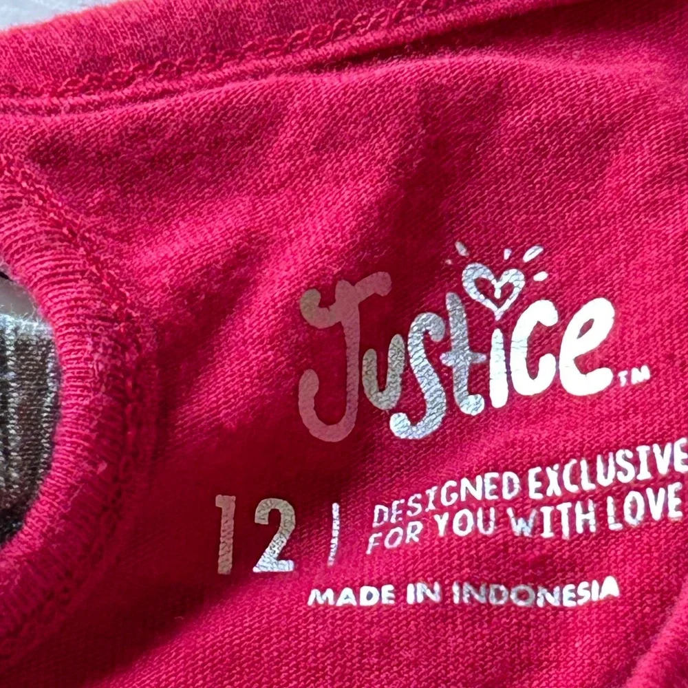Justice Girls Bundle‎ 3 Tops Black Taco Red Heart Striped Tie Front Size 12